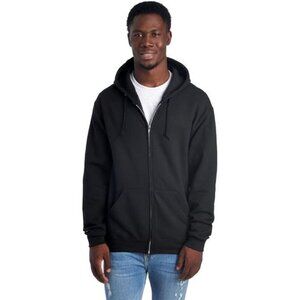 Full Zip Fleece Hoodie Men Midweight Cotton Blend